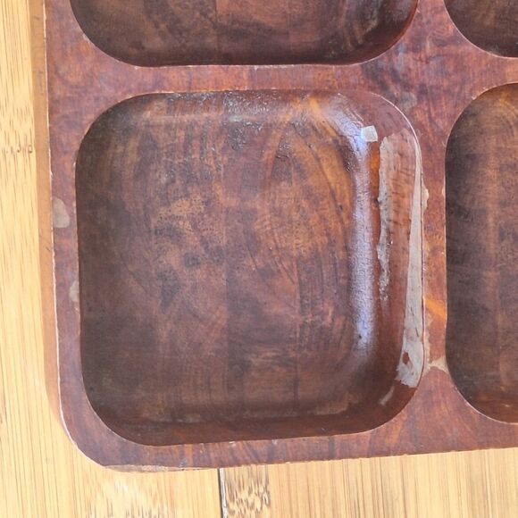 Solid Wood Tray Compartment Nuts Dried Fruit Trinket Organizer Display Decor TLC - Picture 11 of 16